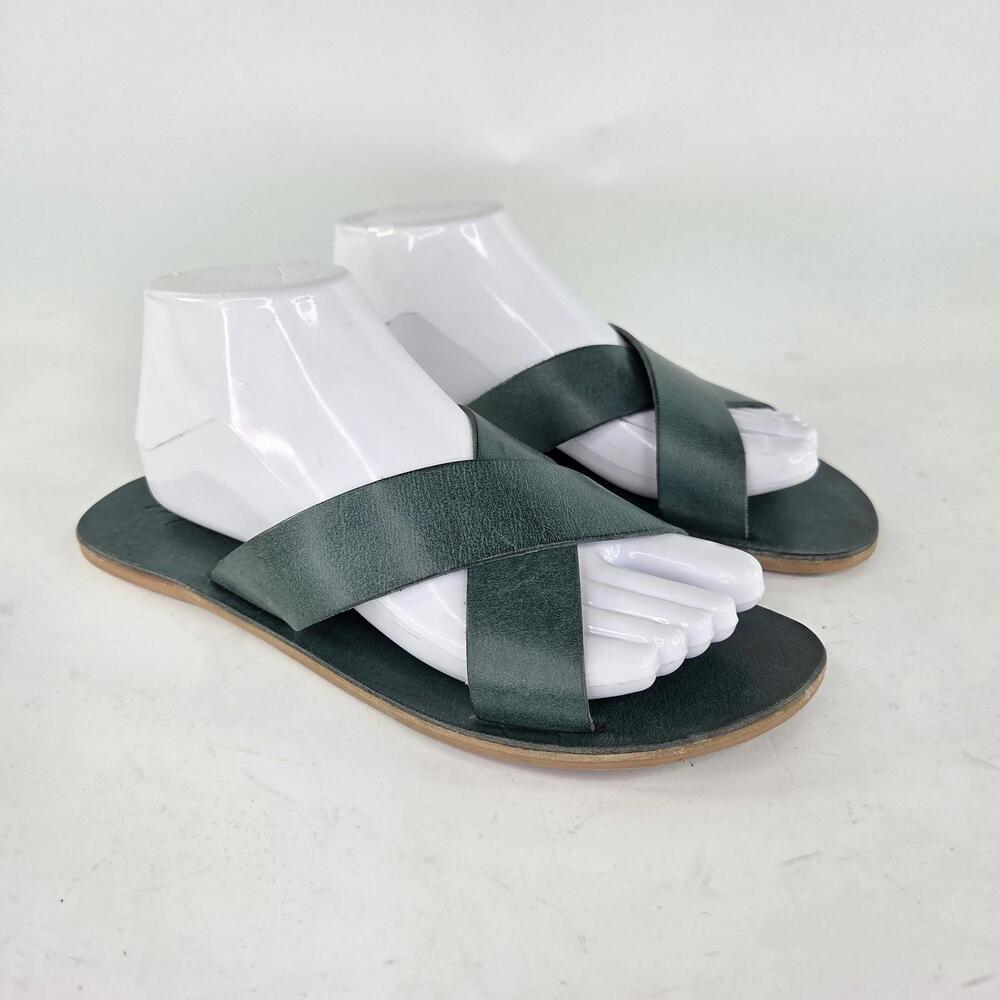 Matisse Topa Women's Dark Green Leather Shoes US 8 M Criss Cross FLat Sandal - Picture 4 of 10